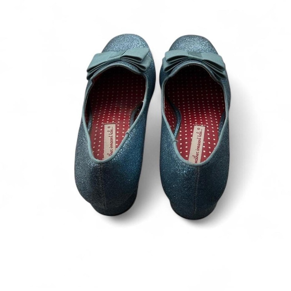 B.a.i.t. Sparkly glitter Blue Loafers with Bow Detail and kitten heel - Picture 4 of 4